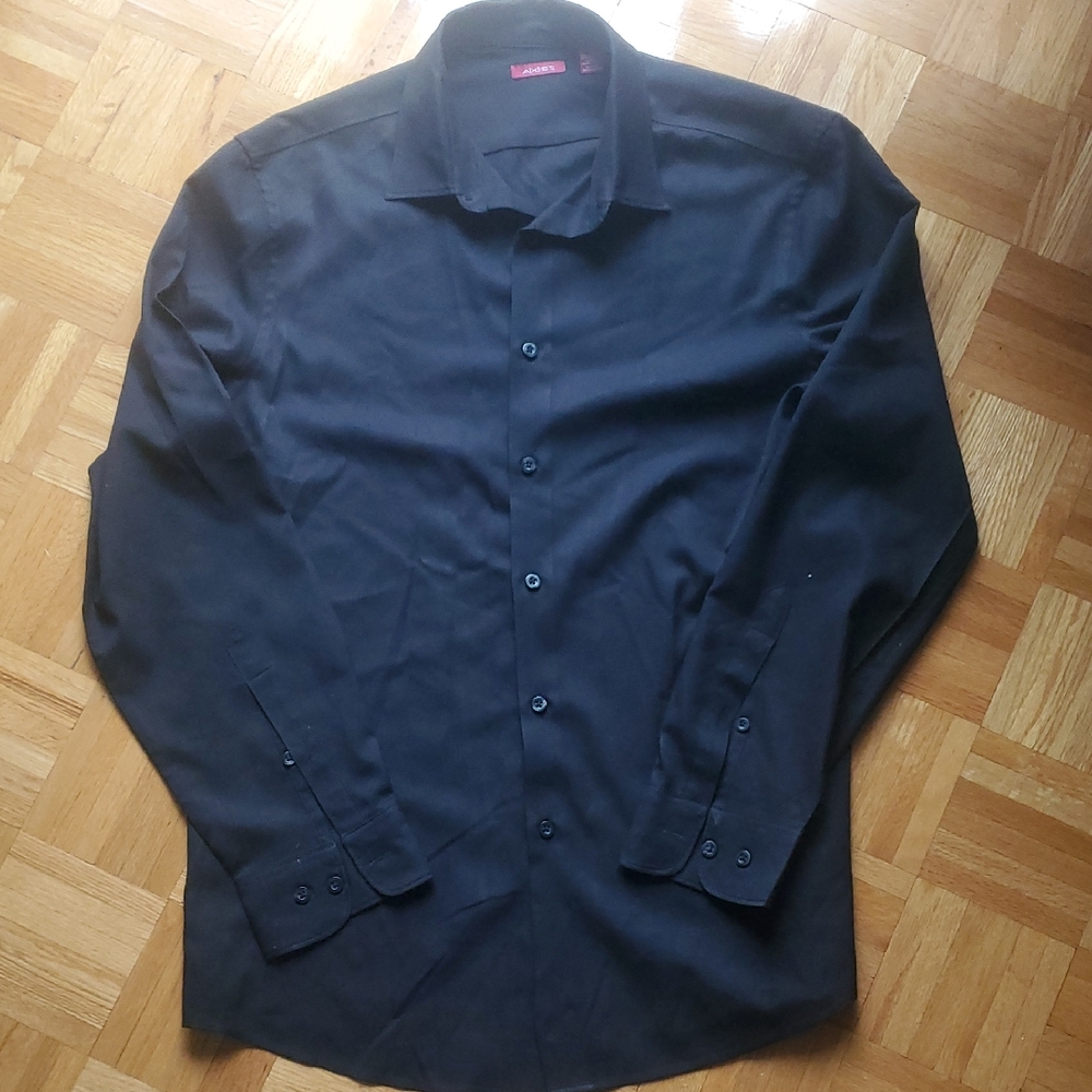 Black Button Down Dress Shirt L